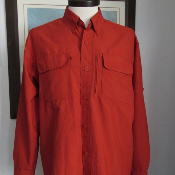 Duluth Trading Co Vented Shirt XXL Men's Long Sleeve Button Up Burnt Orange EUC - Picture 1 of 11